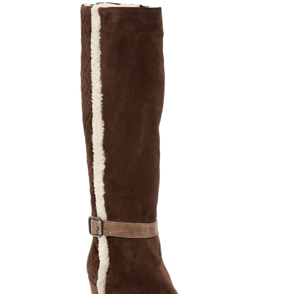Aquatalia Italy New Tall Weatherproof Wedge Boot NIB Suede Leather Women's πHP - Picture 6 of 16
